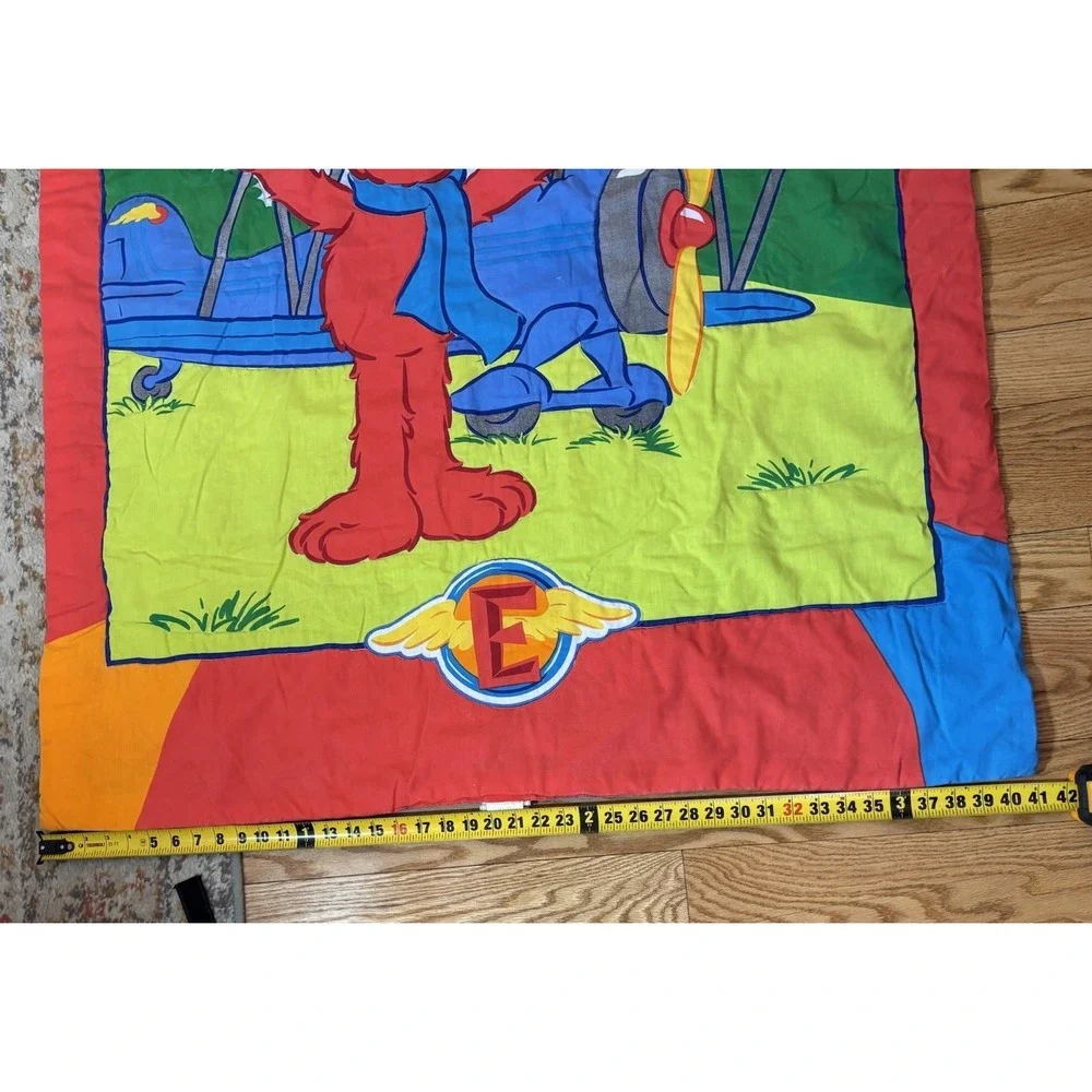 VTG Elmo Grover Cookie‎ Monster Quilt Blanket crib toddler Up Up and Away Planes